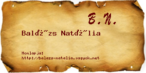 Balázs Natália névjegykártya